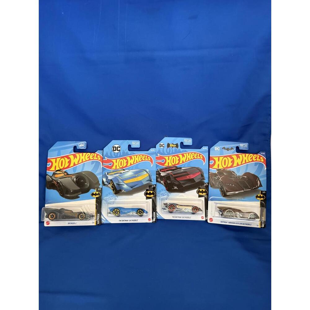 4 New DC Batman HOT WHEELS Arkham Asylum BATMOBILE Gotham MOVIE Varients LOT